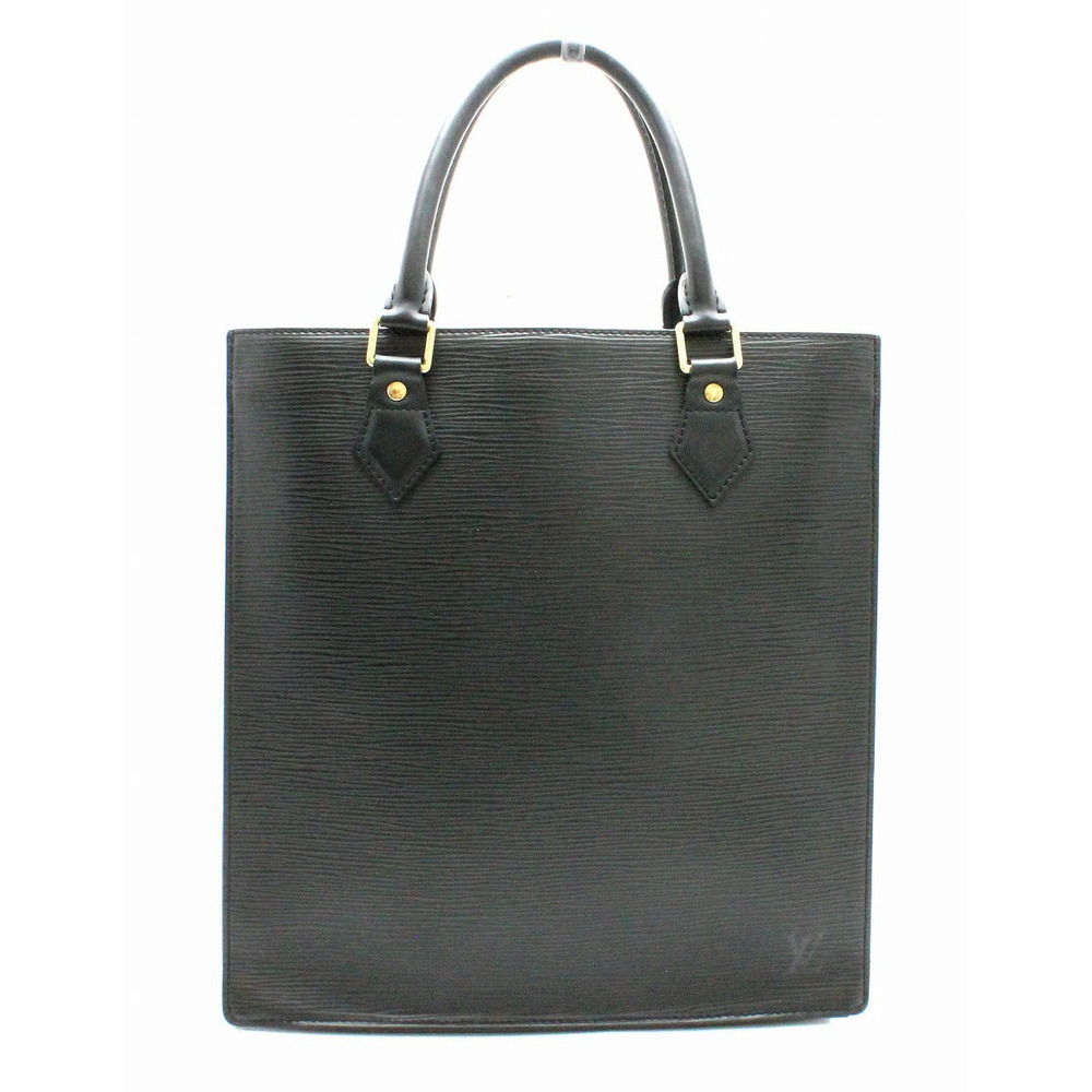 Louis Vuitton Epi Sac Plat Tote Bag Handbag Business Square Leather Noir Black